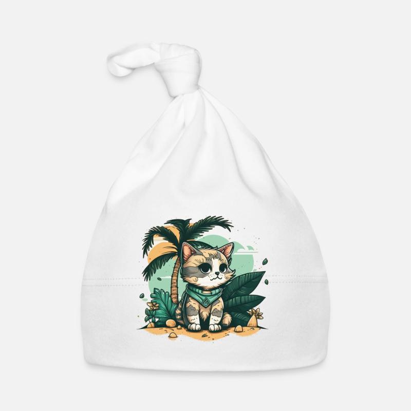 Mignon chat tropical 3 Bonnet bio Bébé