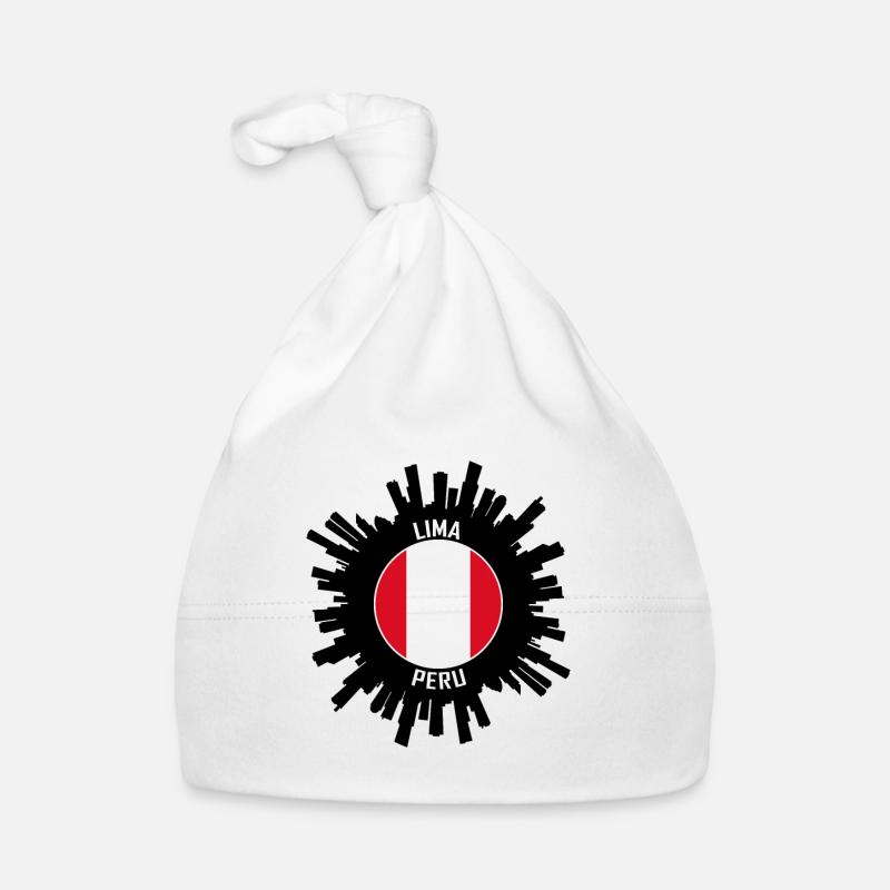 Lima Skyline Pérou Flag Souvenir de voyage Bonnet bio Bébé