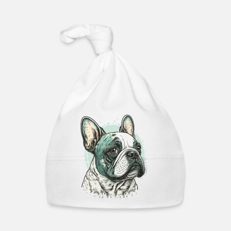 Bouledogue français - Bonnet bio Bébé - blanc