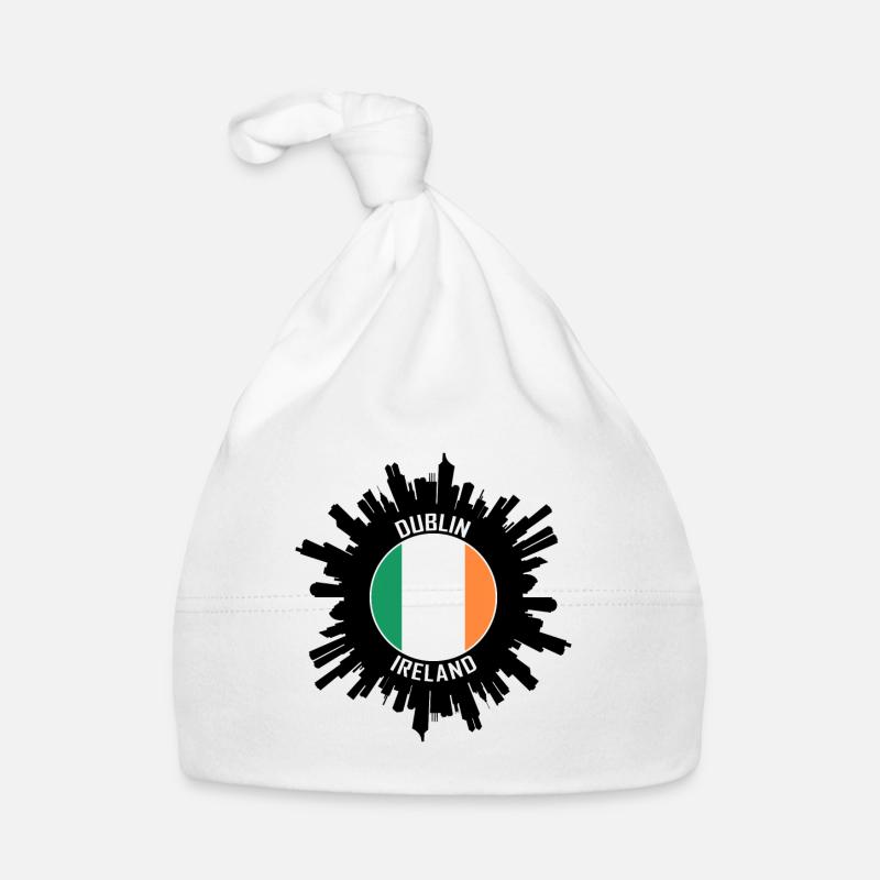 Dublin Skyline Irlande Flag Souvenir de voyage - Bonnet bio Bébé - blanc