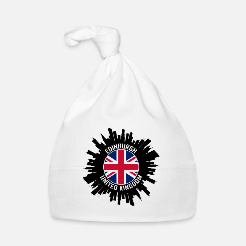 Edinburgh Skyline Royaume-Uni Flag Souvenir de voyage Bonnet bio Bébé