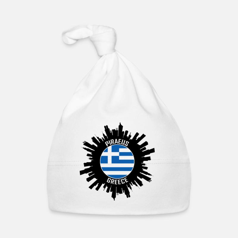 Pirée Skyline Grèce Flag Souvenir de voyage Bonnet bio Bébé