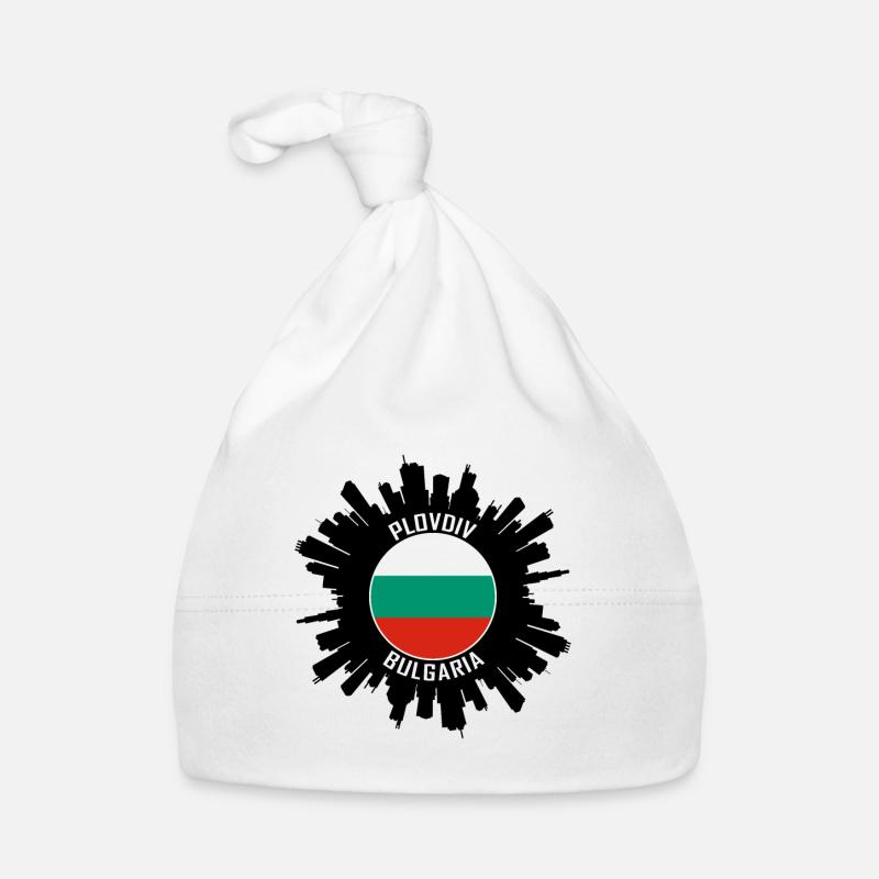 Plovdiv Skyline Bulgaria Flag Travel Souvenir Organic Baby Cap