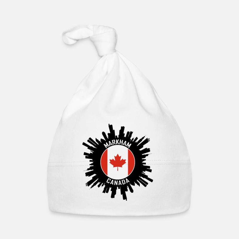Markham Skyline Canada Flag Travel Souvenir Organic Baby Cap