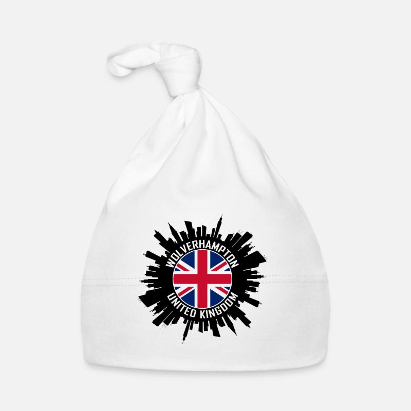 Wolverhampton Skyline Uk Flag Souvenir de voyage Bonnet bio Bébé