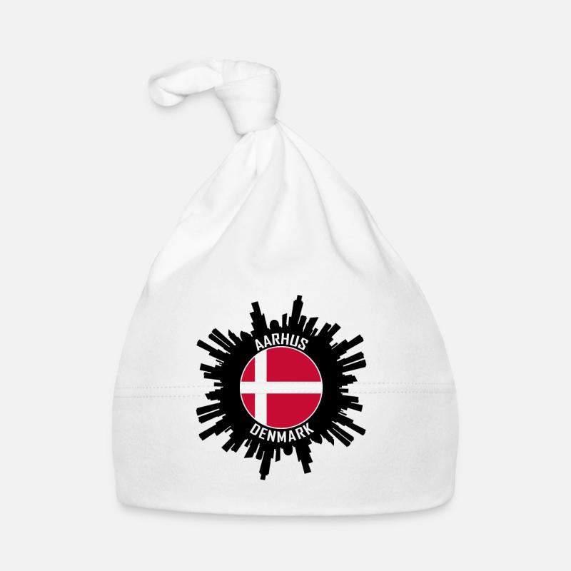 Aarhus Skyline Denmark Flag Travel Souvenir Organic Baby Cap