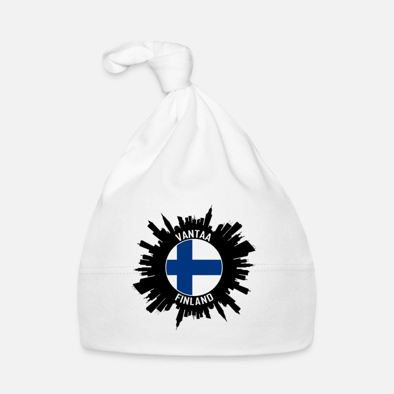 Vantaa Skyline Finland Flag Souvenir de voyage Bonnet bio Bébé