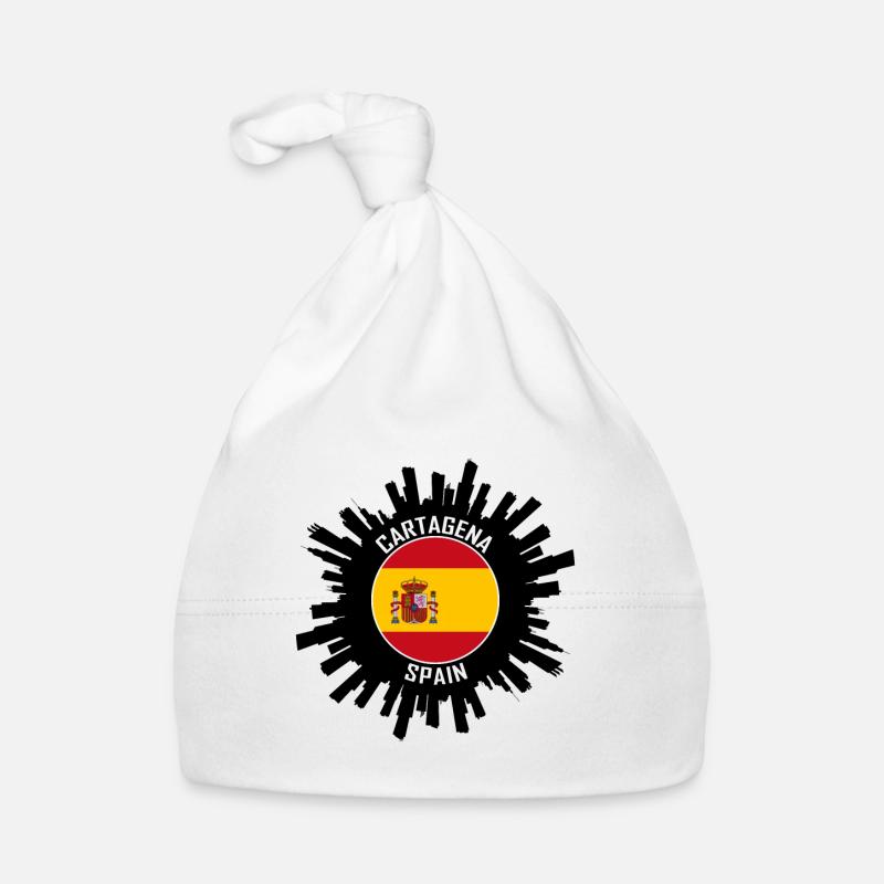 Carthagène Skyline Espagne Flag Souvenir de voyage Bonnet bio Bébé