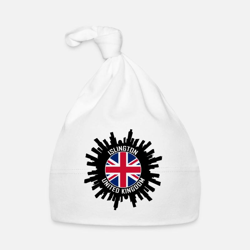 Islington Skyline Royaume-Uni Flag Souvenir de voyage Bonnet bio Bébé