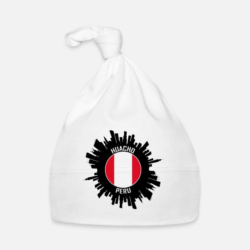 Huacho Skyline Pérou Flag Souvenir de voyage Bonnet bio Bébé