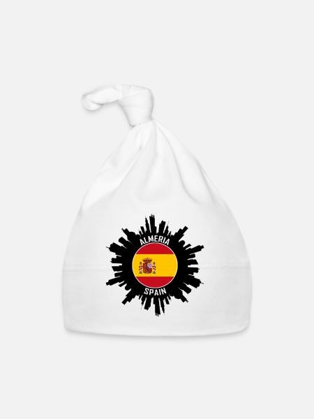 Almeria Skyline Spanien Flagge Reise-Souvenir - Baby Bio-Mütze - Weiß - Vorne