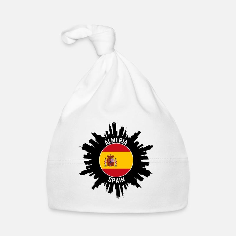 Almeria Skyline Espagne Flag Souvenir de voyage Bonnet bio Bébé