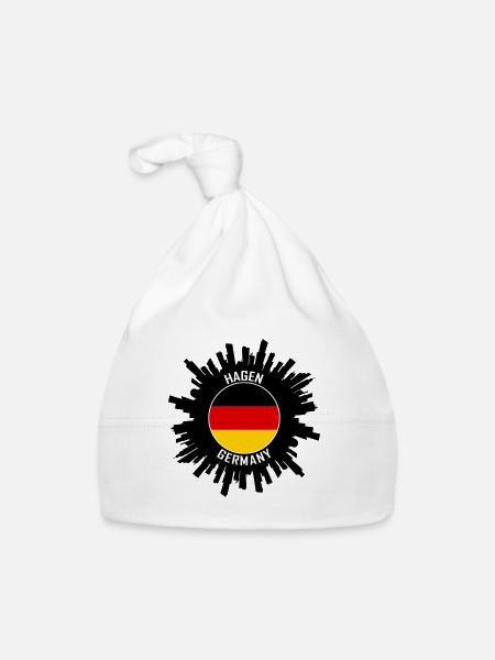 Hagen Skyline Allemagne Flag Souvenir de voyage - Bonnet bio Bébé - blanc - Devant
