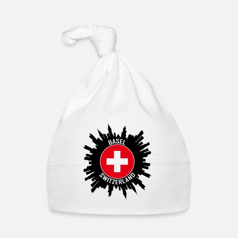 Bâle Skyline Suisse Flag Souvenir de voyage Bonnet bio Bébé