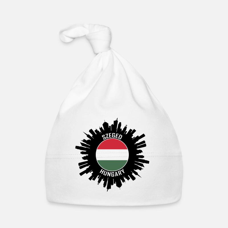 Szeged Skyline Hongrie Flag Souvenir de voyage Bonnet bio Bébé