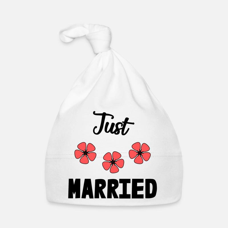 COUPLE. JUST MARRIED. EVJF. SAINT VALENTIN. MARIES - Bonnet bio Bébé - blanc