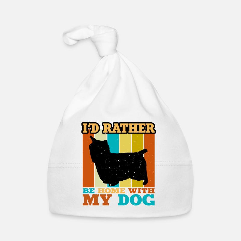Australian Silky Terrier Dog Silhouette Retro Sun Organic Baby Cap