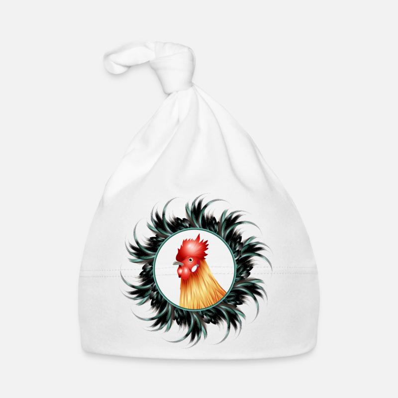 magnificent rooster in feather frame Organic Baby Cap