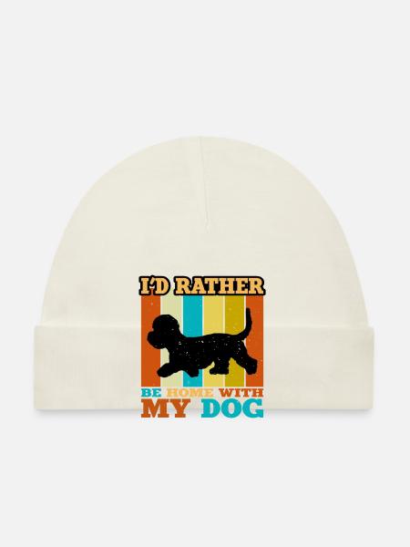 Dandie Dinmont Terrier Dog Silhouette Retro Sunset - Organic Baby Cap - white - Front