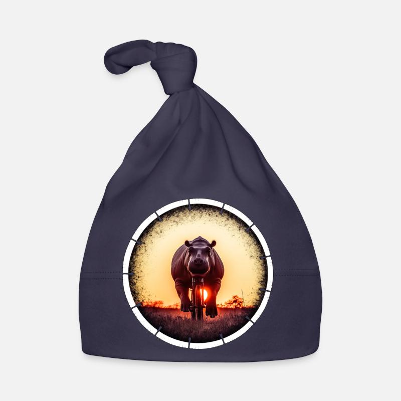 A hippopotamus on a bicycle Organic Baby Cap
