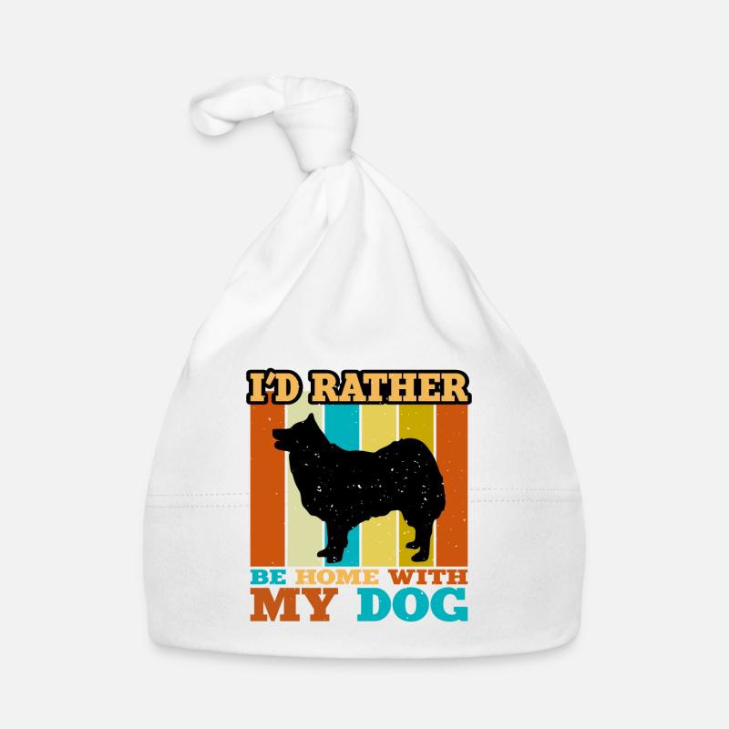 Chien de berger islandais Silhouette Rétro Coucher de soleil Bonnet bio Bébé