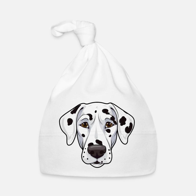 Dalmatian Head Comic Cartoon Dog Joy - Bonnet bio Bébé - blanc