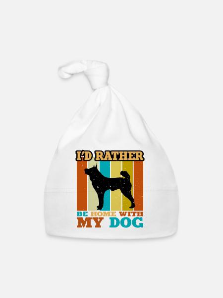 Karelian Bear Dog Lover Silhouette Vintage Sunset - Organic Baby Cap - white - Front