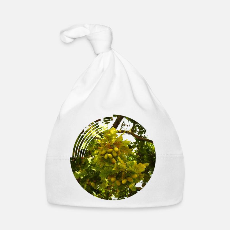 Im Herbst fallen Eicheln von den Bäumen Baby Bio-Mütze