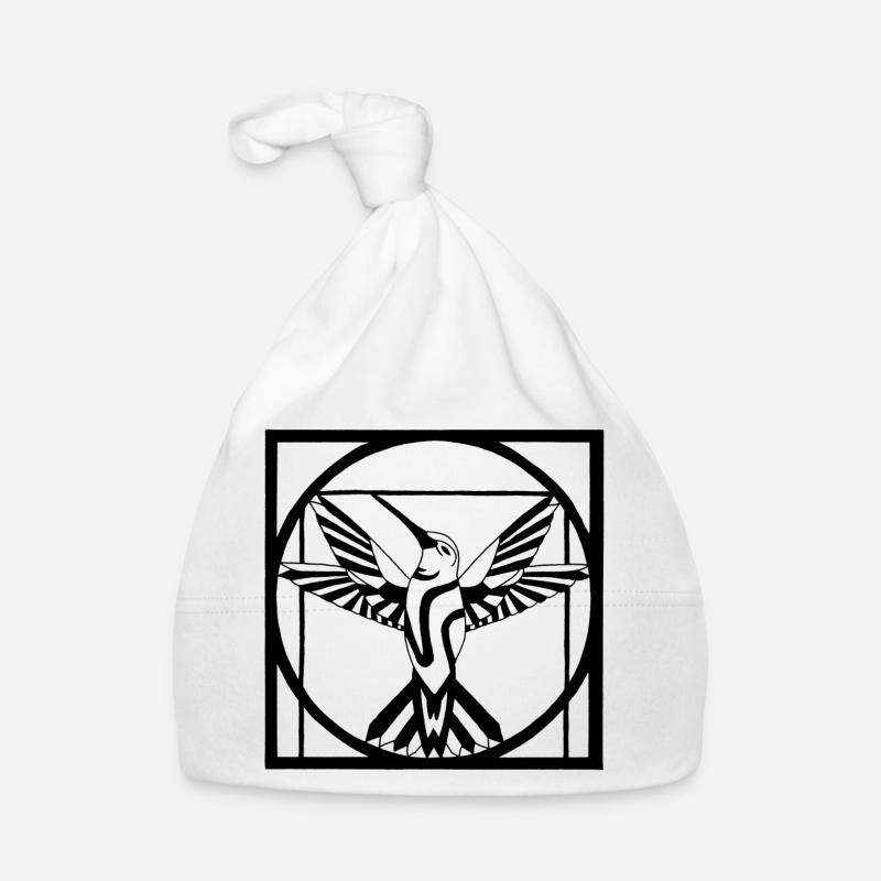 Vitruvian black bird Organic Baby Cap