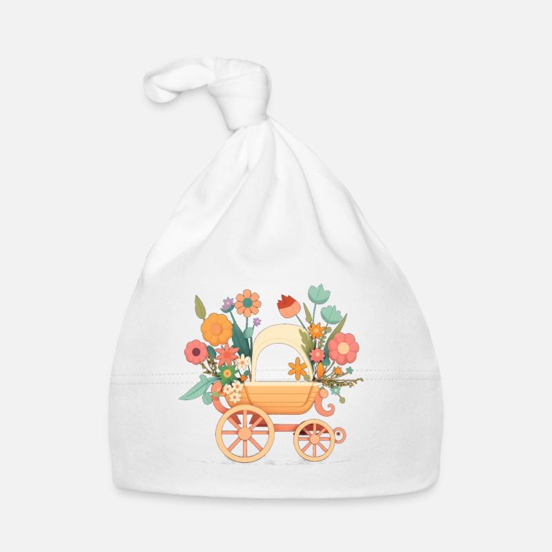 Blumiger Kinderwagen 4 Baby Bio-Mütze