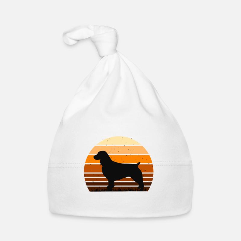 Boykin Spaniel Dog Lover Silhouette Vintage Sunset Organic Baby Cap