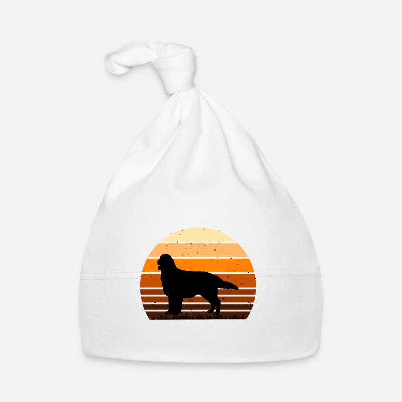 Flat Coated Retriever Dog Silhouette Retro Sunset Bonnet bio Bébé