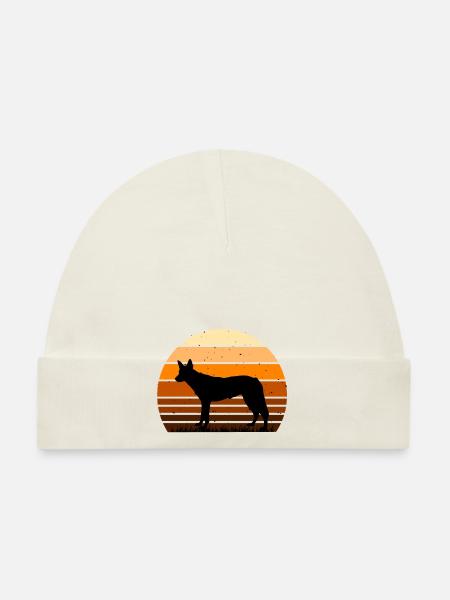 Tamaskan Dog Lover Silhouette Vintage Sunset - Organic Baby Cap - white - Front