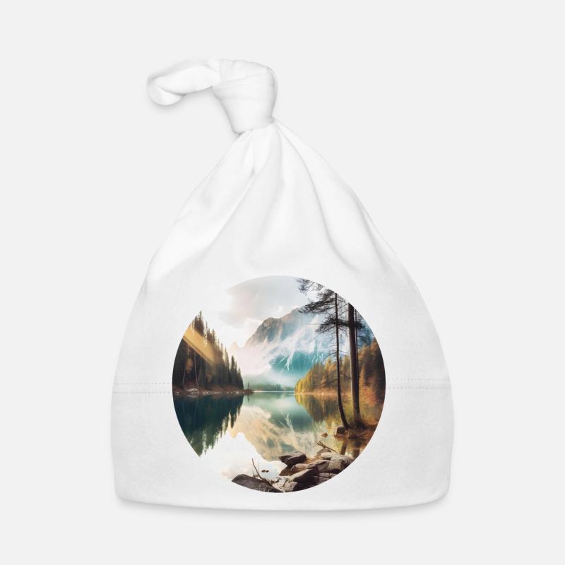 Alpensee Spiegelung Morgenglanz Baby Bio-Mütze