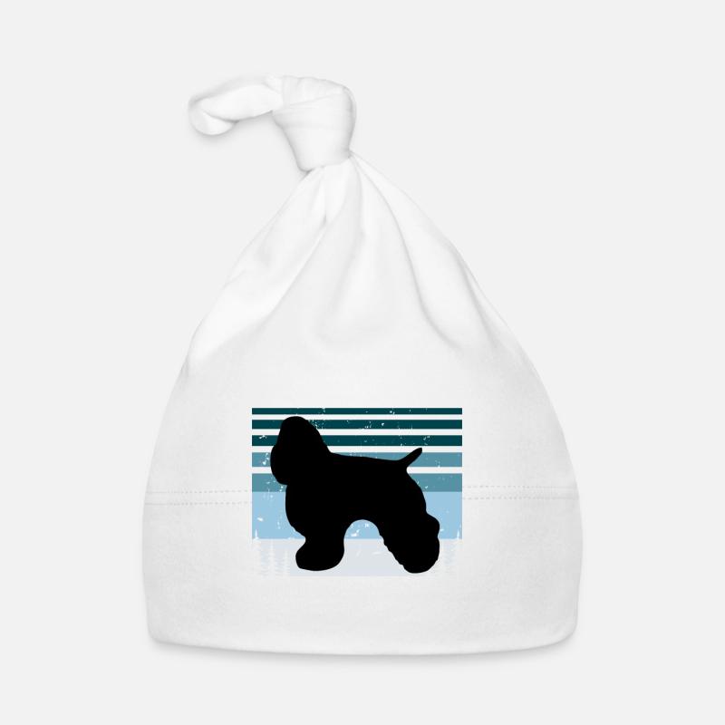 American Cocker Spaniel Dog Silhouette Retro Sun Bonnet bio Bébé