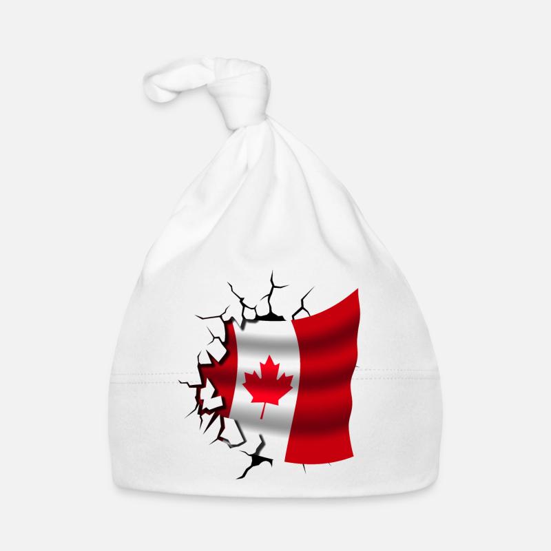 Drapeau du Canada - Canada - Drapeau Broken Design Bonnet bio Bébé