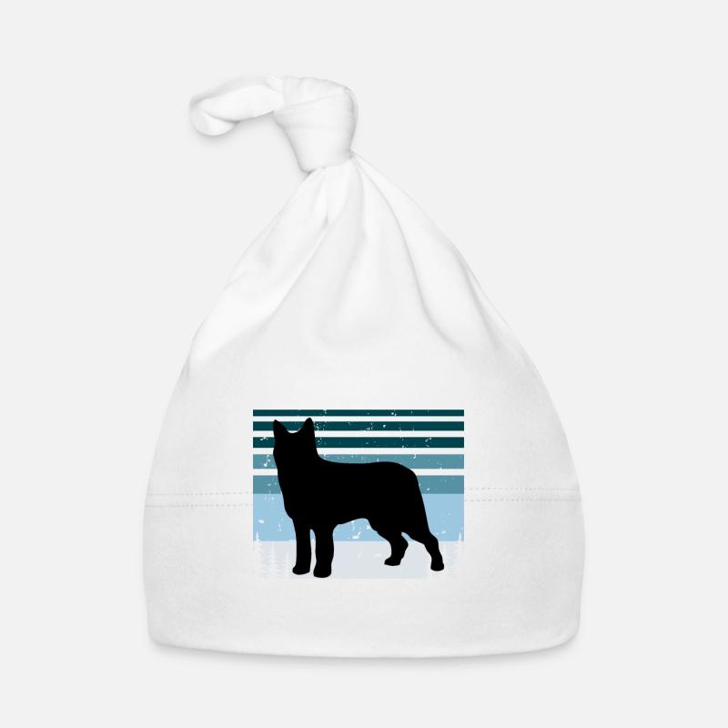 Bouvier Des Ardennes Dog Silhouette Retro Sunset Organic Baby Cap