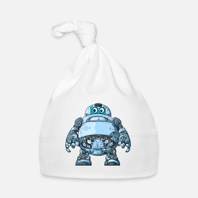 Blauer Cartoon-Roboter mit Helm Baby Bio-Mütze