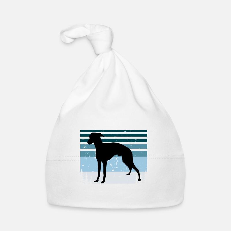 Lévrier Italien Chien Amour Silhouette Rétro Coucher de Soleil Bonnet bio Bébé