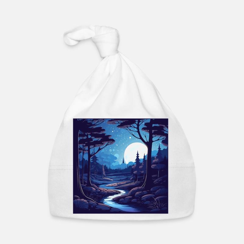 Surreal forest scenery at night Organic Baby Cap