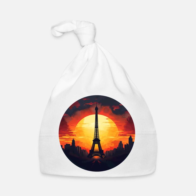 Paris Tour Eiffel au coucher du soleil, Romantique Bonnet bio Bébé