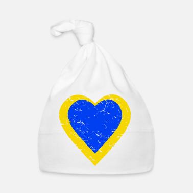 Solidarietà con l'Ucraina - cuore giallo blu Cappellino ecologico per neonato