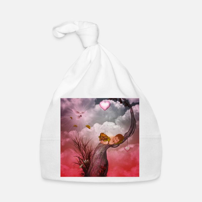 Mignon bébé fée endormi. Bonnet bio Bébé