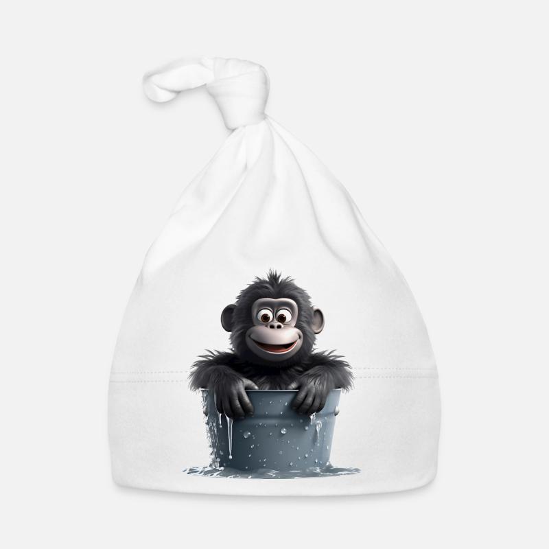 Un singe assis dans un baril d’eau Bonnet bio Bébé