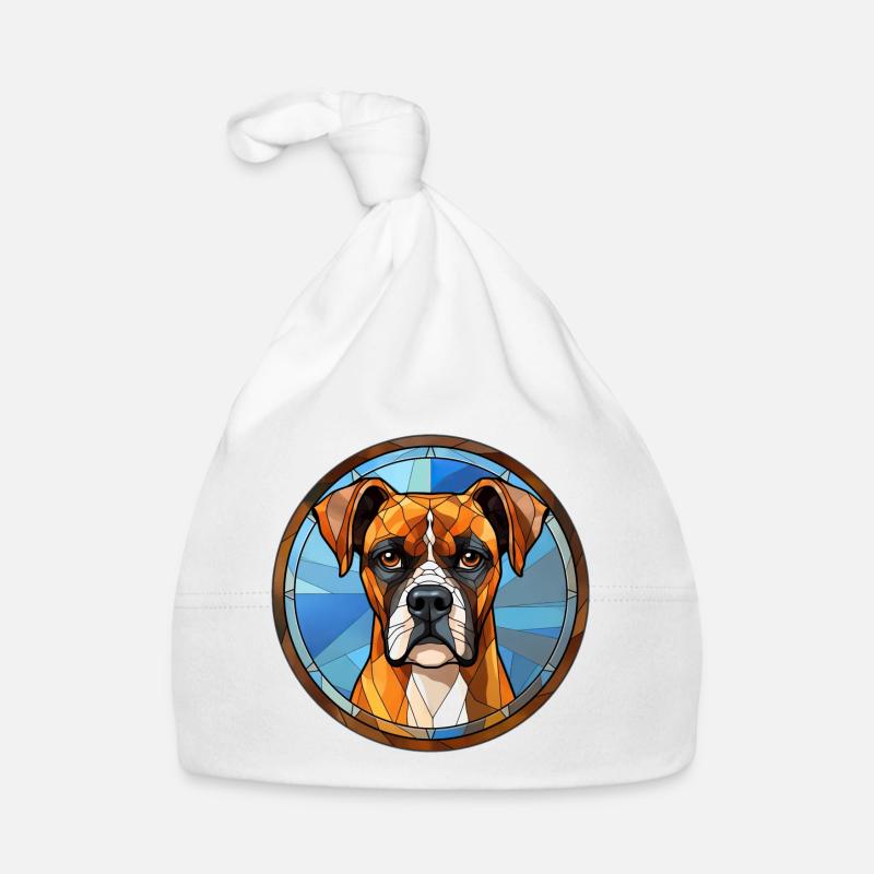 Boxer Hunderasse Aquarellglas - Baby Bio-Mütze - Weiß