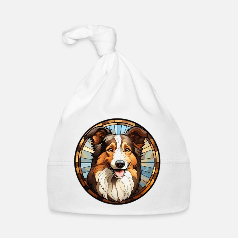 Collie Hunderasse Aquarellglas Baby Bio-Mütze