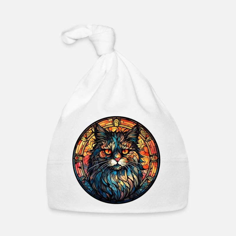 Cymric Katzenrasse Aquarellglas Baby Bio-Mütze