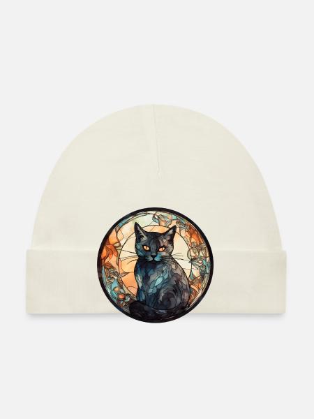 Cymric Cat Breed Aquarelle Verre - Bonnet bio Bébé - blanc - Devant