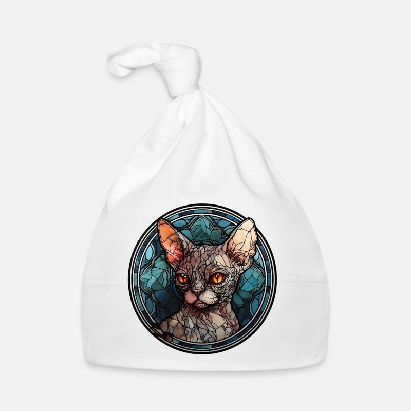 Devon Rex Katzenrasse Aquarellglas Baby Bio-Mütze