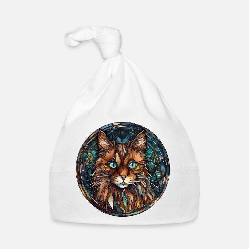 Somalische Katzenrasse Aquarell Glasmalerei Baby Bio-Mütze